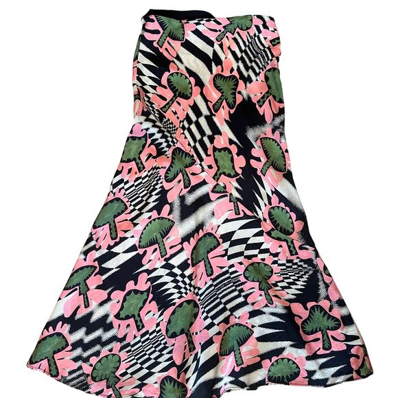 Untitled in Motion Black Bias Cut Midi Skirt MEDIUM Mushroom Designer Work $262 - Picture 9 of 12